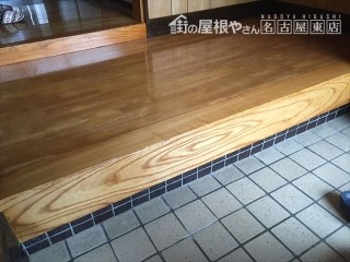 玄関框 クリア塗装