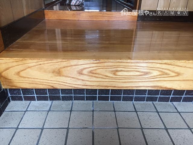 玄関框 クリア塗装