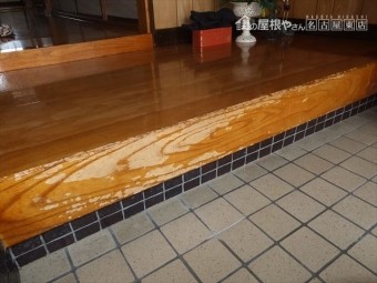 玄関框 クリア塗装