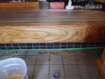 玄関框 クリア塗装