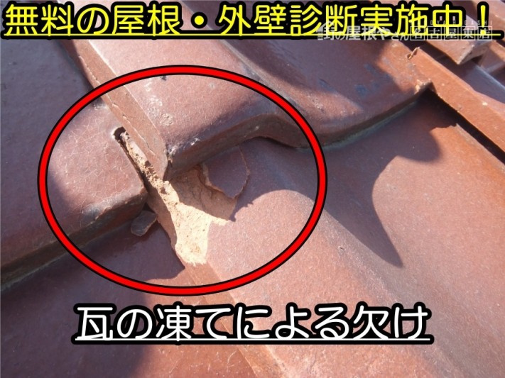 凍て瓦の差し替え