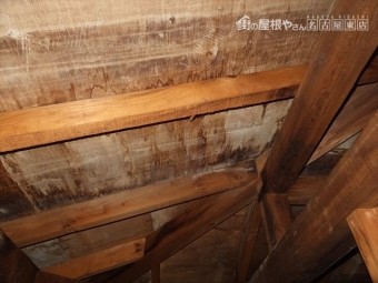 小屋裏 雨漏れ状況