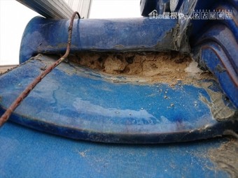 屋根漆喰工事 棟下漆喰