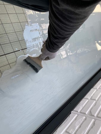ベランダ防水工事 ウレタン防水塗布