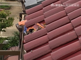 台風被害 瓦の割れ補修
