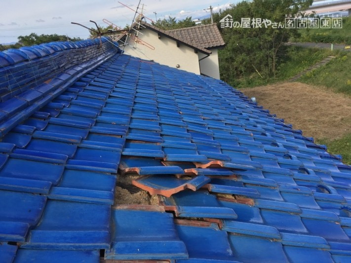 台風被害 瓦のめくれ