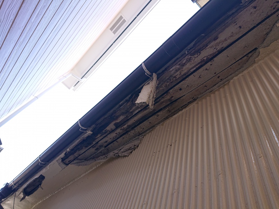 モルタルの落下　屋根からの雨漏り